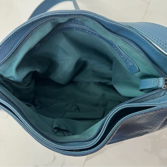 Stone & Co Pebbled Leather Teal Blue Hobo Shoulder Bag - Picture 12 of 15